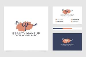 Initial IP Feminine logo collections and business card templat Premium Vector