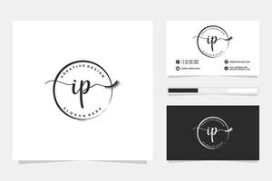 Initial IP Feminine logo collections and business card templat Premium Vector