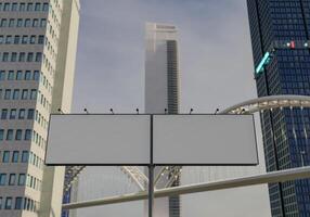 3D mockup blank billboard in downtown rendering photo