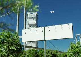 3D mockup blank billboard in downtown rendering photo