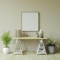 3D interior design minimal decorate with mockup photo frame