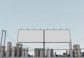 3D mockup blank billboard in downtown rendering photo