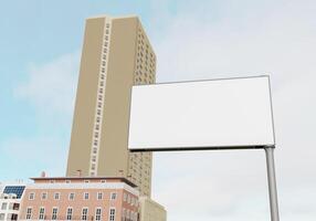 3D mockup blank billboard in downtown rendering photo