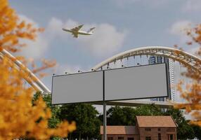 3D mockup blank billboard in downtown rendering photo