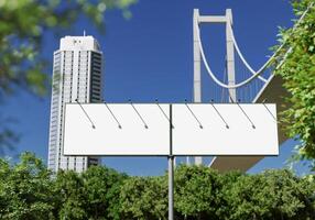 3D mockup blank billboard in downtown rendering photo