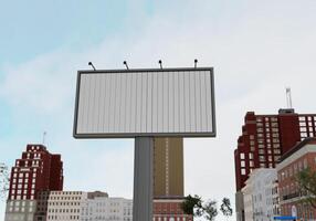 3D mockup blank flip billboard in downtown rendering photo