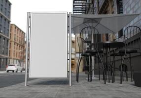 3D mockup blank billboard on street in downtown rendering photo