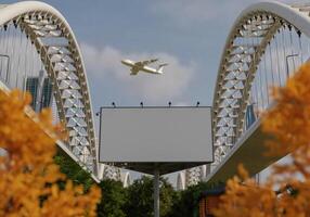 3D mockup blank billboard in downtown rendering photo