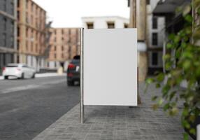 3D mockup blank billboard on street in downtown rendering photo