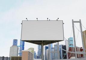 3D mockup blank billboard in downtown rendering photo