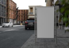 3D mockup blank billboard on street in downtown rendering photo