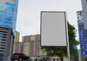 3D mockup blank billboard on street in downtown rendering photo