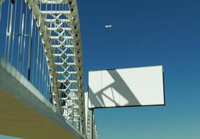 3D mockup blank billboard in downtown rendering photo