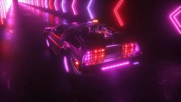 Colorful Neon Glowing SciFi Car Riding Backdrop video