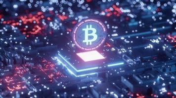 glühend Daten Chip mit Bitcoin video