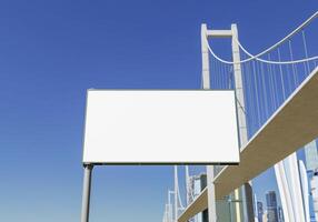 3D mockup blank billboard in downtown rendering photo