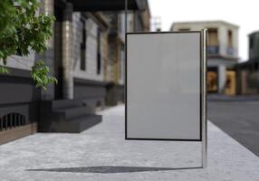 3D mockup blank billboard on street in downtown rendering photo