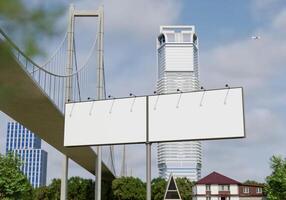 3D mockup blank billboard in downtown rendering photo