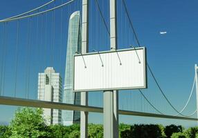 3D mockup blank flip billboard in downtown rendering photo