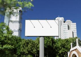 3D mockup blank billboard in downtown rendering photo