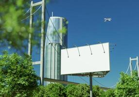 3D mockup blank billboard in downtown rendering photo