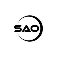 SAO letter logo design in illustration. Vector logo, calligraphy designs for logo, Poster, Invitation, etc.
