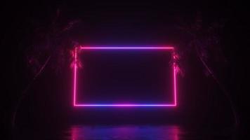 Neon Glowing Frame and palms Loop video