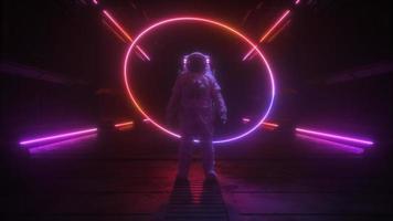 kleurrijk neon gloeiend astronaut achtergrond lus video