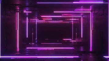 Purper neon gloeiend futuristische tunnel video