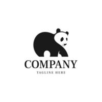 panda bear silhouette abstract logo vector