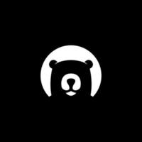 bear head silhouette circle logo vector