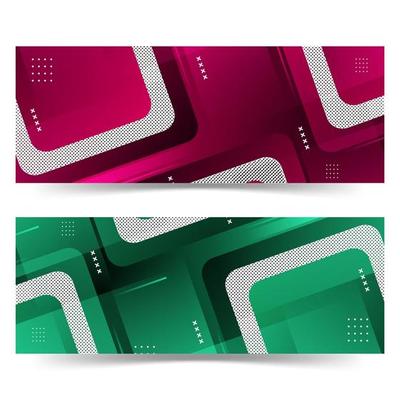 background banner. colorful, halftone green and red geometric elements gradations collection set eps 10