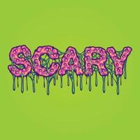 Horror scary text hand lettering words illustrations vector