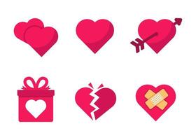 conjunto de amor icono en plano estilo vector