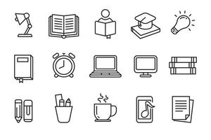 Set of study icons in linear style isolated on white background vector