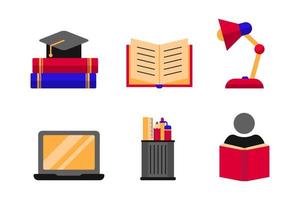 Set of study icons in colorful flat style isolated on white background vector