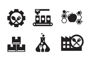 Set of food industry icons in black design isolated on white background vector