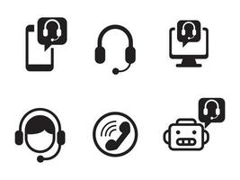 Set of customer service icons in black style isolated on white background vector