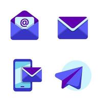 Set of email icons with colorful design isolated on white background vector