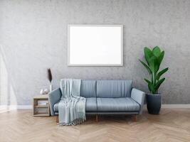 Diseño interior 3d para sala de estar y marco de maqueta. foto
