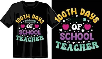 100 días de escuela, diseño de camiseta de cien días, camiseta de celebración de 100 días vector