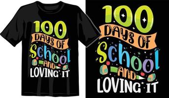 100 días de escuela, diseño de camiseta de cien días, camiseta de celebración de 100 días vector