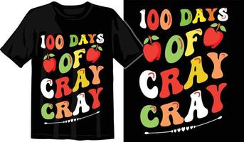 100 días de escuela, diseño de camiseta de cien días, camiseta de celebración de 100 días vector