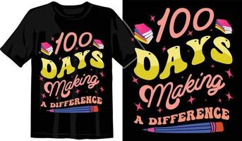 100 días de escuela, diseño de camiseta de cien días, camiseta de celebración de 100 días vector