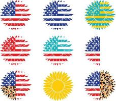 Estados Unidos girasol svg, americano bandera svg girasol clipart, 4to de julio svg, cuarto de julio flor, America patriótico girasol, monumento día vector