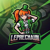 Leprechaun girls esport mascot logo design vector