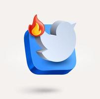 Application icon with bonfire. 3d vector icon isolated on white background