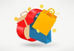 Cashback concept with arrows and box. 3d vector illustration