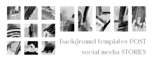 Set of background templates for social networks. Trendy background images, abstract paintings. Handwork. Vector illustration.