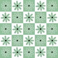 Floral pattern. Checked plaid with a mint floral print. Seamless pastel backgrounds with small flowers for a tablecloth, dress or other textile design. Vector illustration.